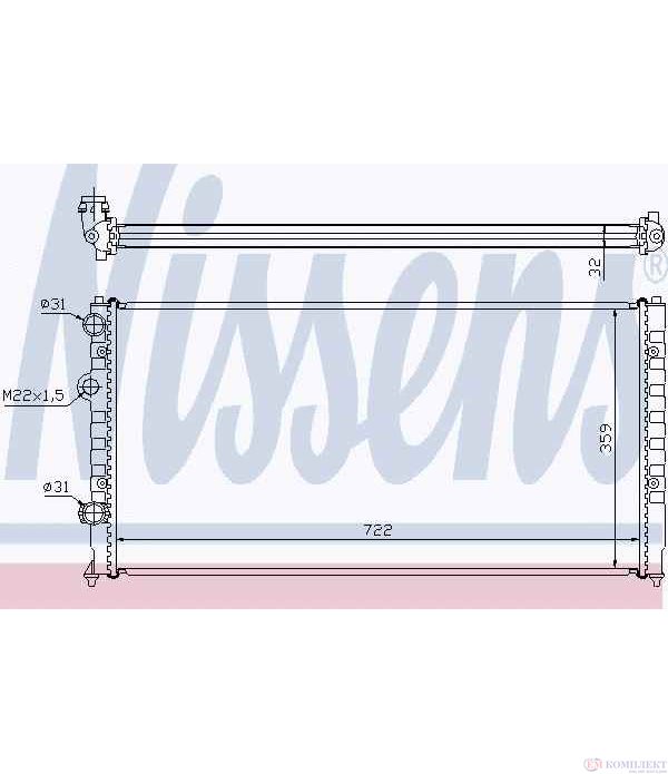РАДИАТОР ВОДЕН VOLKSWAGEN PASSAT VARIANT (1988-) 2.0 Syncro - NISSENS