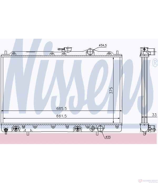 РАДИАТОР ВОДЕН MITSUBISHI GALANT IV (1988-) 1.8 Turbo-D - NISSENS