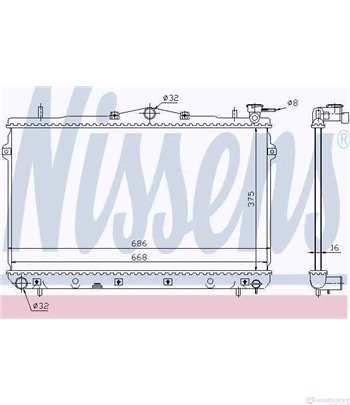 РАДИАТОР ВОДЕН HYUNDAI LANTRA II (1995-) 1.6 16V - NISSENS