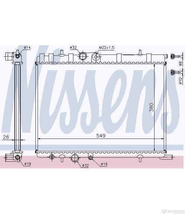 РАДИАТОР ВОДЕН PEUGEOT 206+ (2009-) 1.4 HDi eco 70 - NISSENS