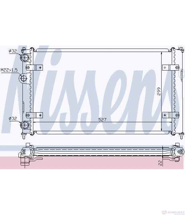 РАДИАТОР ВОДЕН VOLKSWAGEN CADDY II COMBI (1995-) 1.6 - NISSENS