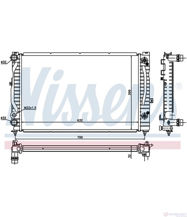 РАДИАТОР ВОДЕН VOLKSWAGEN PASSAT VARIANT (2000-) 1.6 - NISSENS
