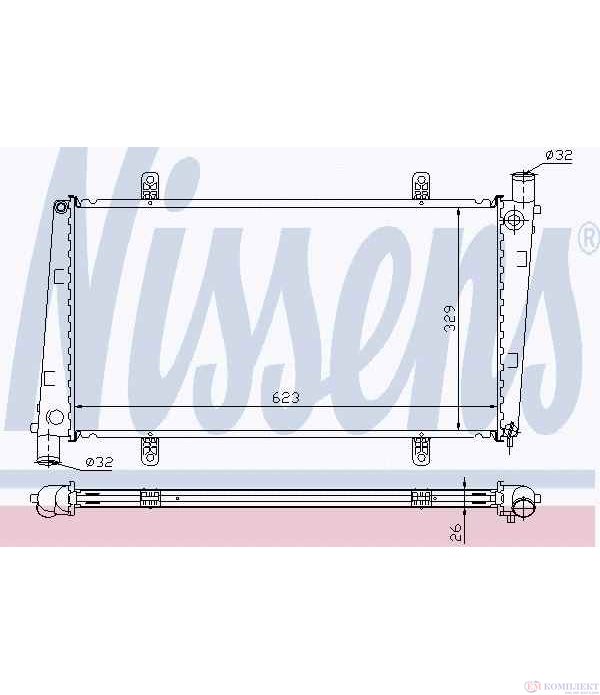 РАДИАТОР ВОДЕН VOLVO V40 COMBI (1995-) 2.0 T - NISSENS