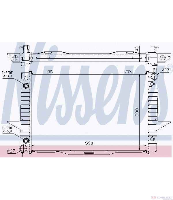 РАДИАТОР ВОДЕН VOLVO V70 I COMBI (1996-) 2.0 Turbo - NISSENS