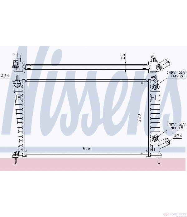 РАДИАТОР ВОДЕН SAAB 9-5 COMBI (1998-) 2.3 Turbo - NISSENS