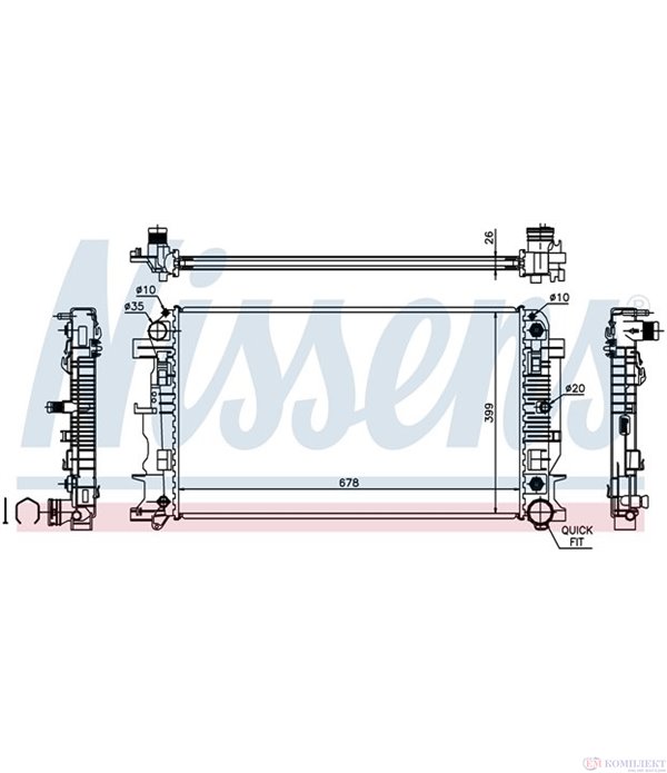РАДИАТОР ВОДЕН VOLKSWAGEN CRAFTER 30-50 (2006-) 2.5 TDI - NISSENS