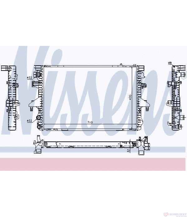 РАДИАТОР ВОДЕН VOLKSWAGEN TRANSPORTER V (2003-) 3.2 4motion - NISSENS