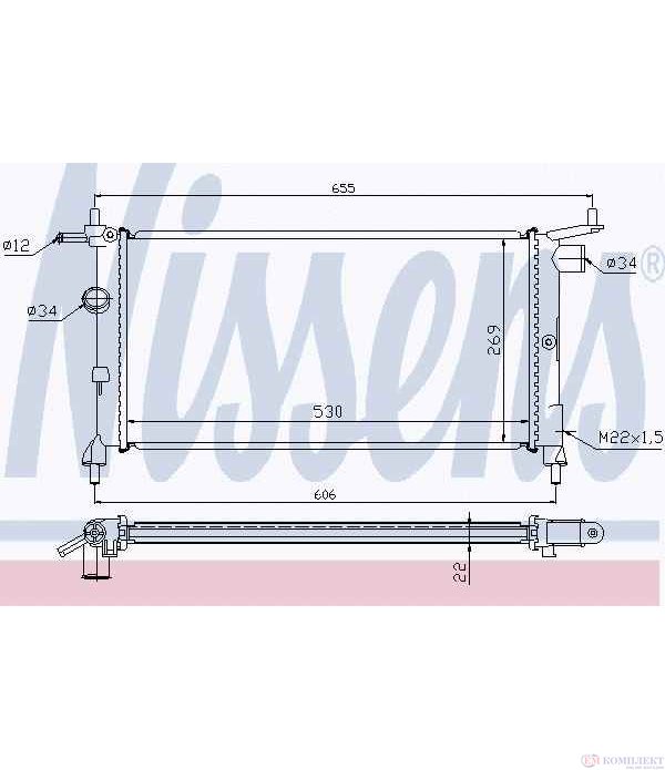 РАДИАТОР ВОДЕН OPEL COMBO (1994-) 1.2 - NISSENS