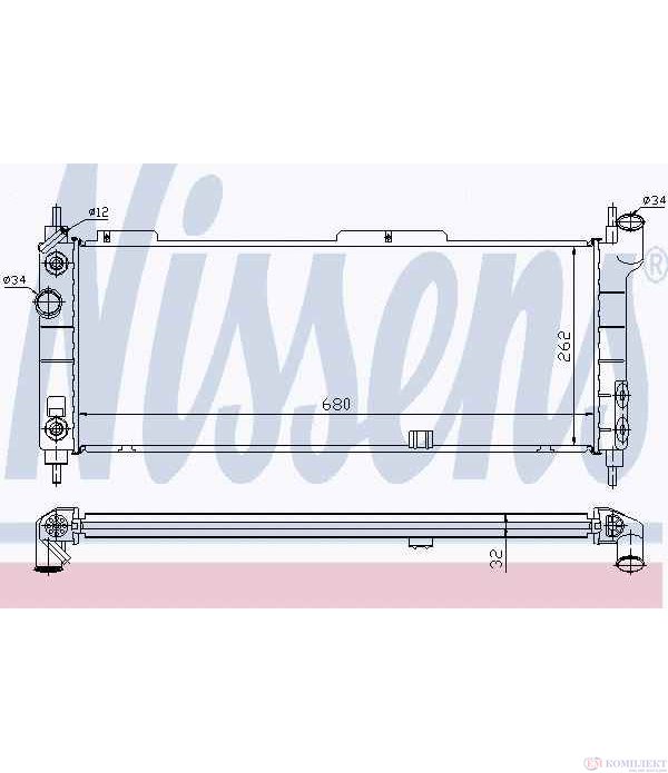 РАДИАТОР ВОДЕН OPEL COMBO (1994-) 1.4 - NISSENS