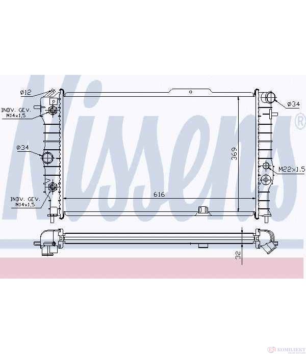РАДИАТОР ВОДЕН VAUXHALL CALIBRA (1990-) 2.0 i 16V - NISSENS