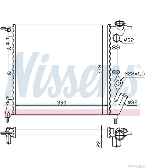 РАДИАТОР ВОДЕН RENAULT R 19 I (1988-) 1.4 - NISSENS