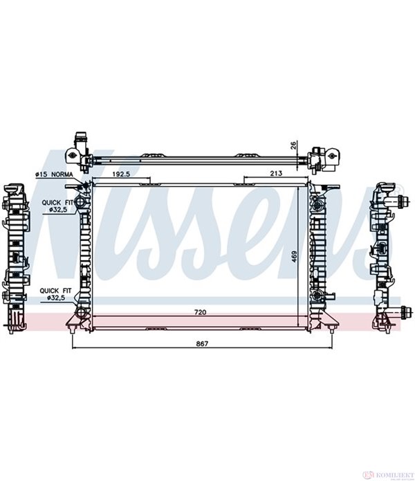 РАДИАТОР ВОДЕН AUDI A4 AVANT (2008-) 1.8 TFSI - NISSENS