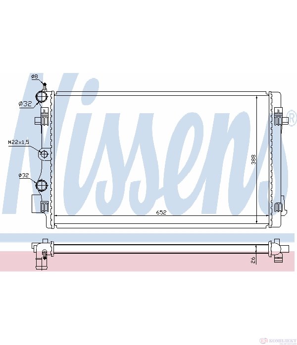 РАДИАТОР ВОДЕН VOLKSWAGEN POLO (2009-) 1.4 GTI - NISSENS