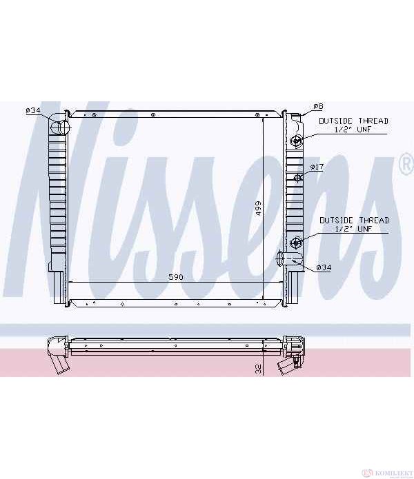 РАДИАТОР ВОДЕН VOLVO 940 I COMBI (1990-) 2.4 TD Intercooler - NISSENS