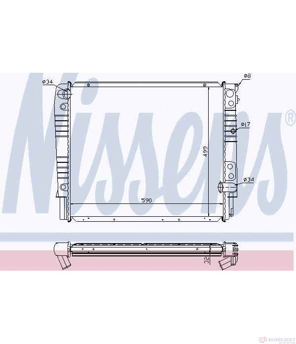 РАДИАТОР ВОДЕН VOLVO 940 (1990-) 2.4 TD Intercooler - NISSENS