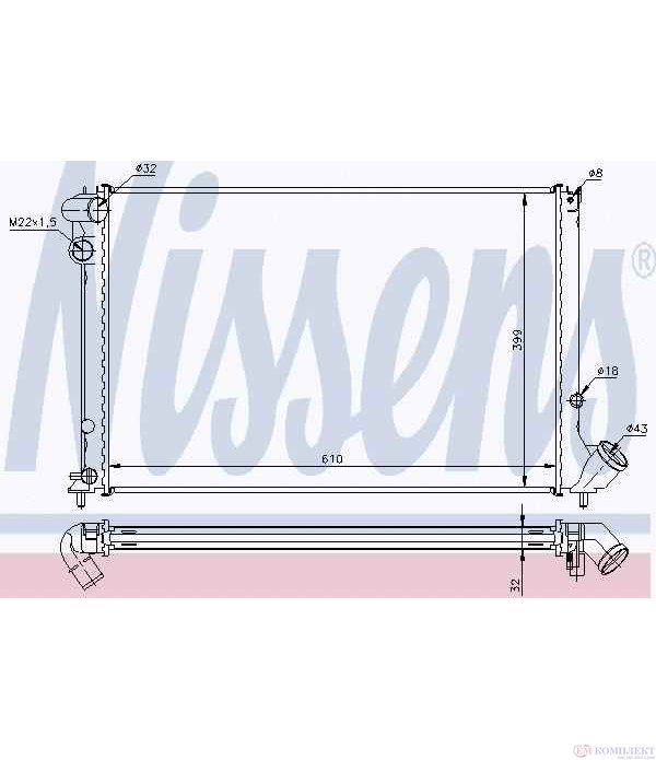 РАДИАТОР ВОДЕН CITROEN XANTIA (1993-) 1.9 SD - NISSENS