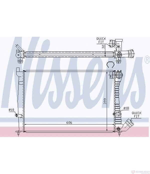 РАДИАТОР ВОДЕН CITROEN XANTIA (1998-) 1.9 Turbo D - NISSENS
