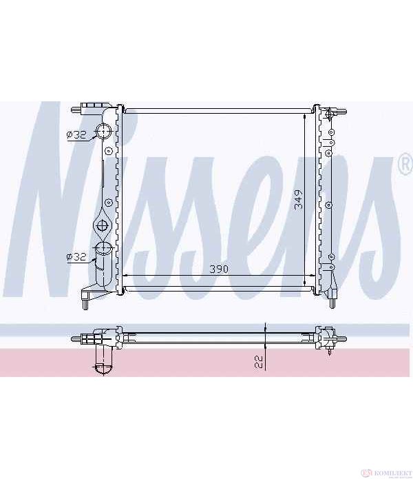 РАДИАТОР ВОДЕН RENAULT R 19 II CHAMADE (1992-) 1.4 - NISSENS