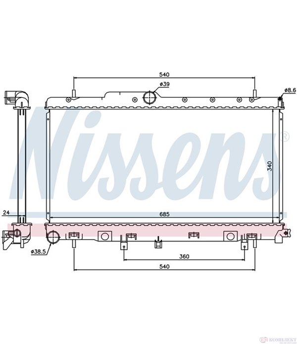 РАДИАТОР ВОДЕН SUBARU IMPREZA COMBI (2000-) 2.0 Turbo - NISSENS