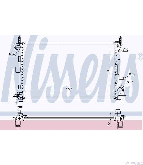 РАДИАТОР ВОДЕН FORD FOCUS COMBI (1999-) 1.8 16V - NISSENS