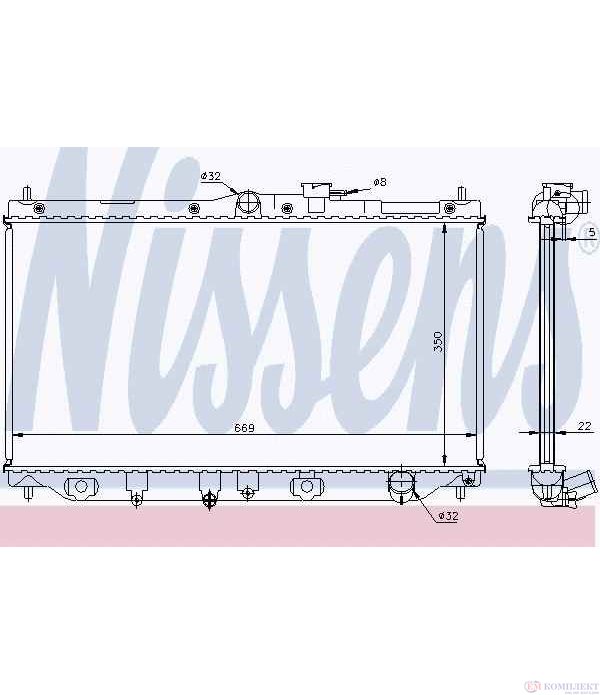 РАДИАТОР ВОДЕН HONDA ACCORD VI (1996-) 1.9 i - NISSENS