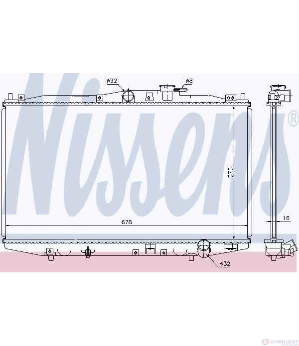 РАДИАТОР ВОДЕН HONDA ACCORD VII COUPE (1997-) 2.0 i 16V - NISSENS