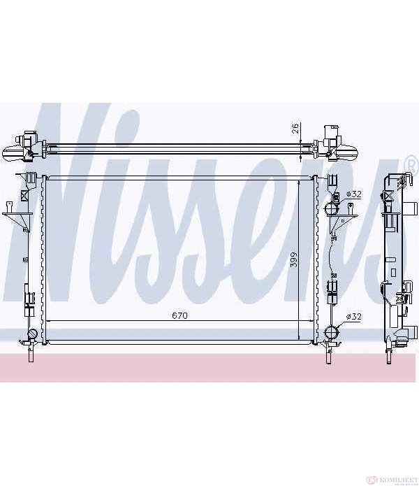 РАДИАТОР ВОДЕН RENAULT LAGUNA II GRANDTOUR (2001-) 2.0 16V - NISSENS