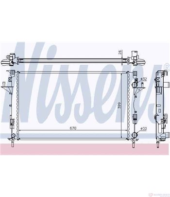 РАДИАТОР ВОДЕН RENAULT LAGUNA II GRANDTOUR (2001-) 2.0 16V Turbo - NISSENS