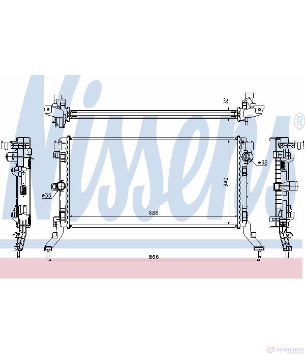 РАДИАТОР ВОДЕН RENAULT LAGUNA III (2007-) 2.0 16V Turbo - NISSENS