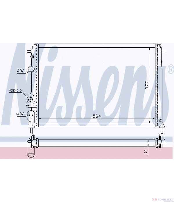 РАДИАТОР ВОДЕН RENAULT MEGANE I (1995-) 1.9 D Eco - NISSENS