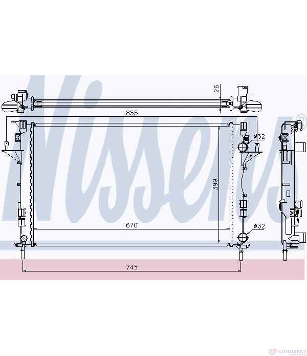 РАДИАТОР ВОДЕН RENAULT LAGUNA II GRANDTOUR (2001-) 1.9 dCi - NISSENS