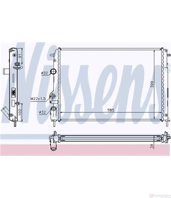РАДИАТОР ВОДЕН RENAULT MEGANE I CLASSIC (1996-) 1.9 dCi - NISSENS