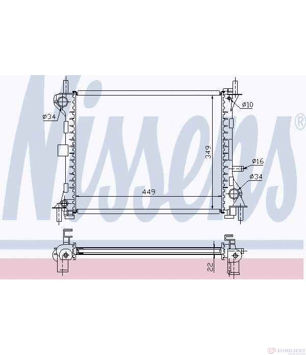 РАДИАТОР ВОДЕН FORD FOCUS COMBI (1999-) 1.6 16V - NISSENS
