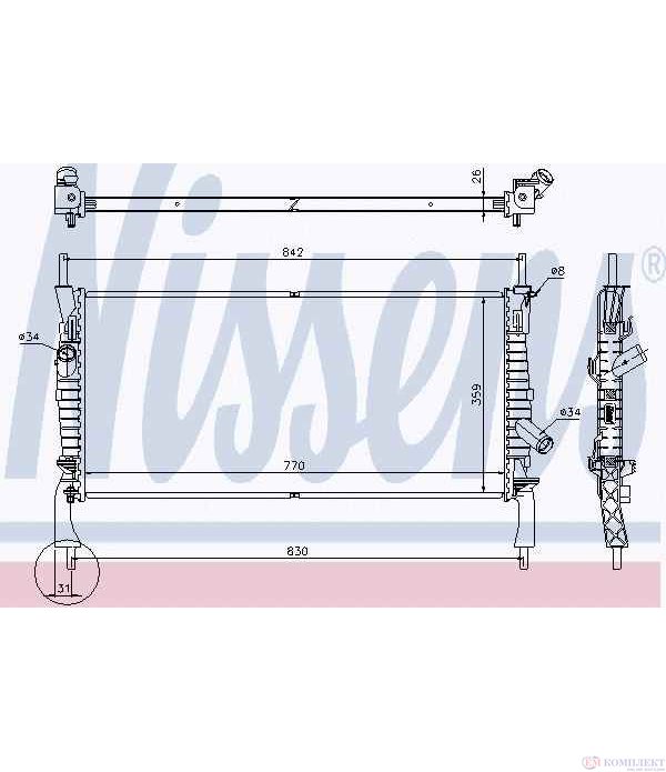 РАДИАТОР ВОДЕН FORD TRANSIT (2006-) 2.3 16V - NISSENS
