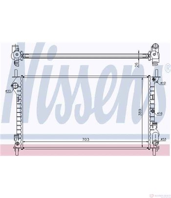 РАДИАТОР ВОДЕН FORD TRANSIT CONNECT (2002-) 1.8 TDCi - NISSENS