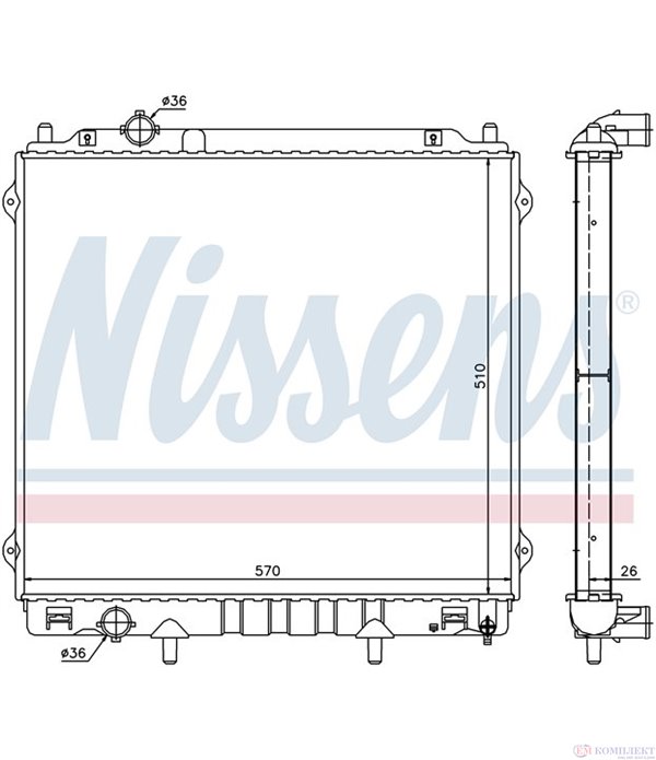 РАДИАТОР ВОДЕН HYUNDAI TERRACAN (2001-) 2.9 CRDi 4WD - NISSENS