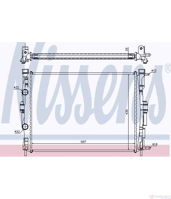 РАДИАТОР ВОДЕН RENAULT MEGANE II COMBI (2003-) 1.6 16V - NISSENS
