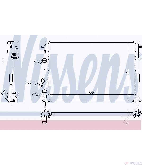 РАДИАТОР ВОДЕН RENAULT MEGANE I GRANDTOUR (1999-) 1.6 e - NISSENS