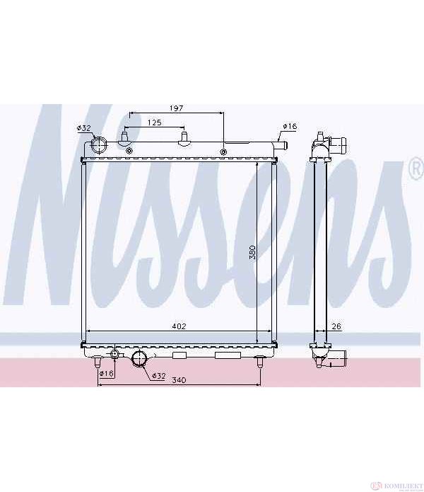 РАДИАТОР ВОДЕН CITROEN C3 (2002-) 1.4 16V - NISSENS