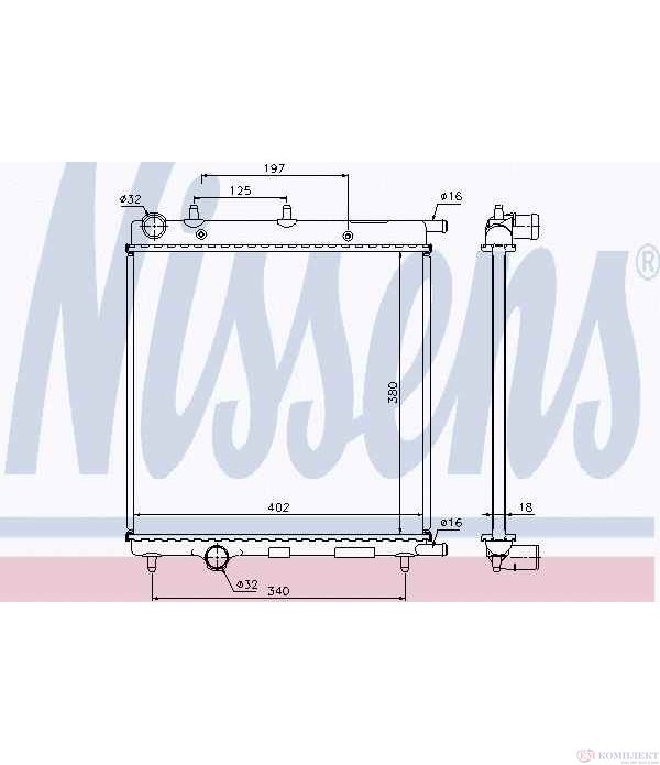 РАДИАТОР ВОДЕН CITROEN C3 (2002-) 1.4 i Bivalent - NISSENS