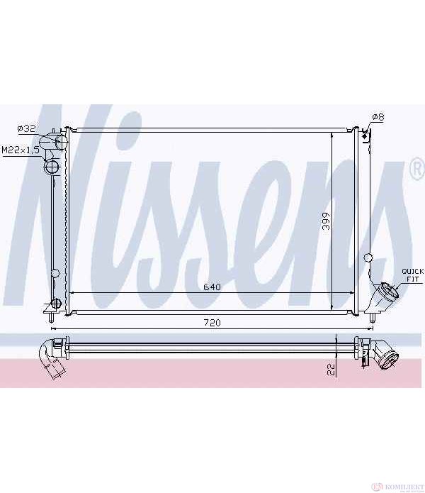 РАДИАТОР ВОДЕН PEUGEOT 406 BREAK (1996-) 1.8 - NISSENS
