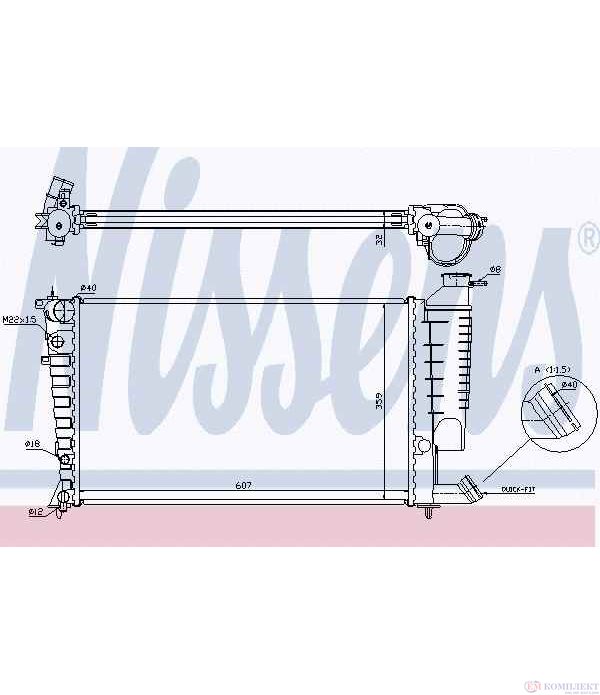 РАДИАТОР ВОДЕН PEUGEOT 306 CABRIOLET (1994-) 1.8 - NISSENS
