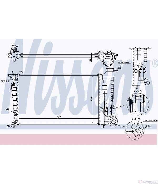 РАДИАТОР ВОДЕН PEUGEOT 306 HATCHBACK (1993-) 1.8 - NISSENS