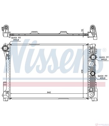 РАДИАТОР ВОДЕН MERCEDES C CLASS T-MODEL S204 (2007-) C 180 Kompressor - NISSENS