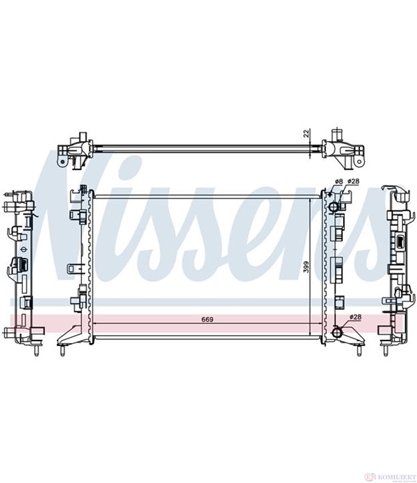 РАДИАТОР ВОДЕН RENAULT LAGUNA III (2007-) 2.0 16V Hi-Flex - NISSENS