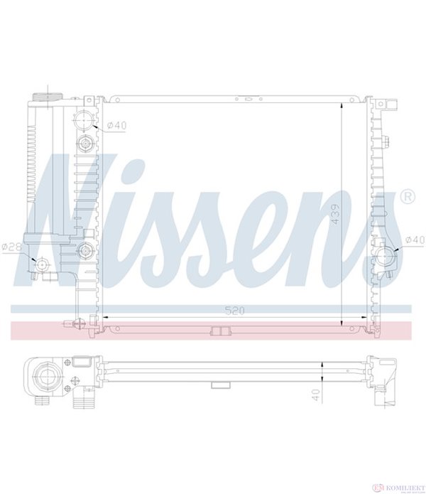 РАДИАТОР ВОДЕН BMW 5 SERIES E34 TOURING (1991-) 520 i - NISSENS
