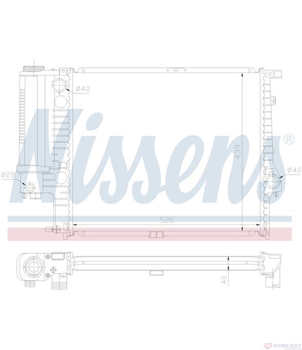 РАДИАТОР ВОДЕН BMW 5 SERIES E34 TOURING (1991-) 520 i - NISSENS