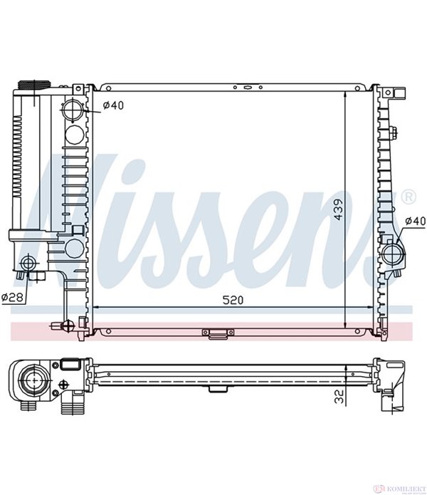 РАДИАТОР ВОДЕН BMW 5 SERIES E34 TOURING (1991-) 520 i - NISSENS