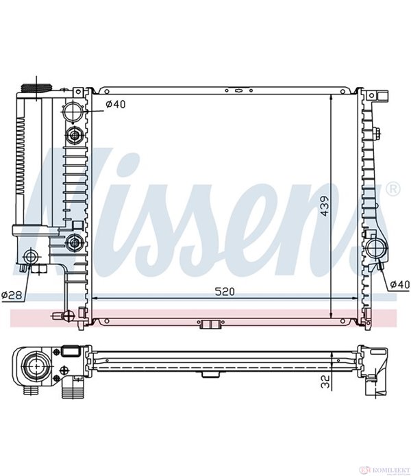 РАДИАТОР ВОДЕН BMW 5 SERIES E34 TOURING (1991-) 525 i - NISSENS
