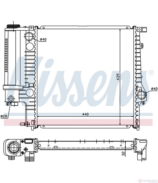 РАДИАТОР ВОДЕН BMW 3 SERIES E36 TOURING (1995-) 328 i - NISSENS
